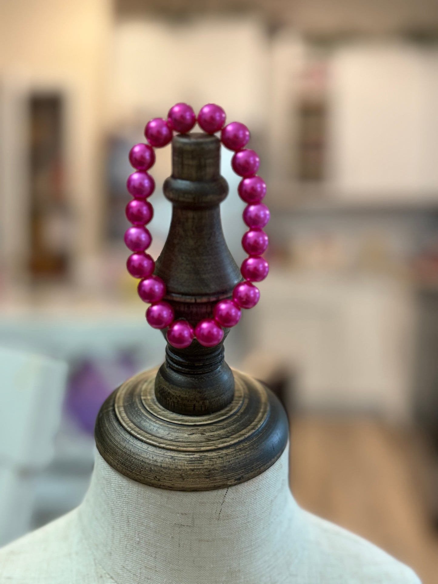 Magenta Beaded Bracelet