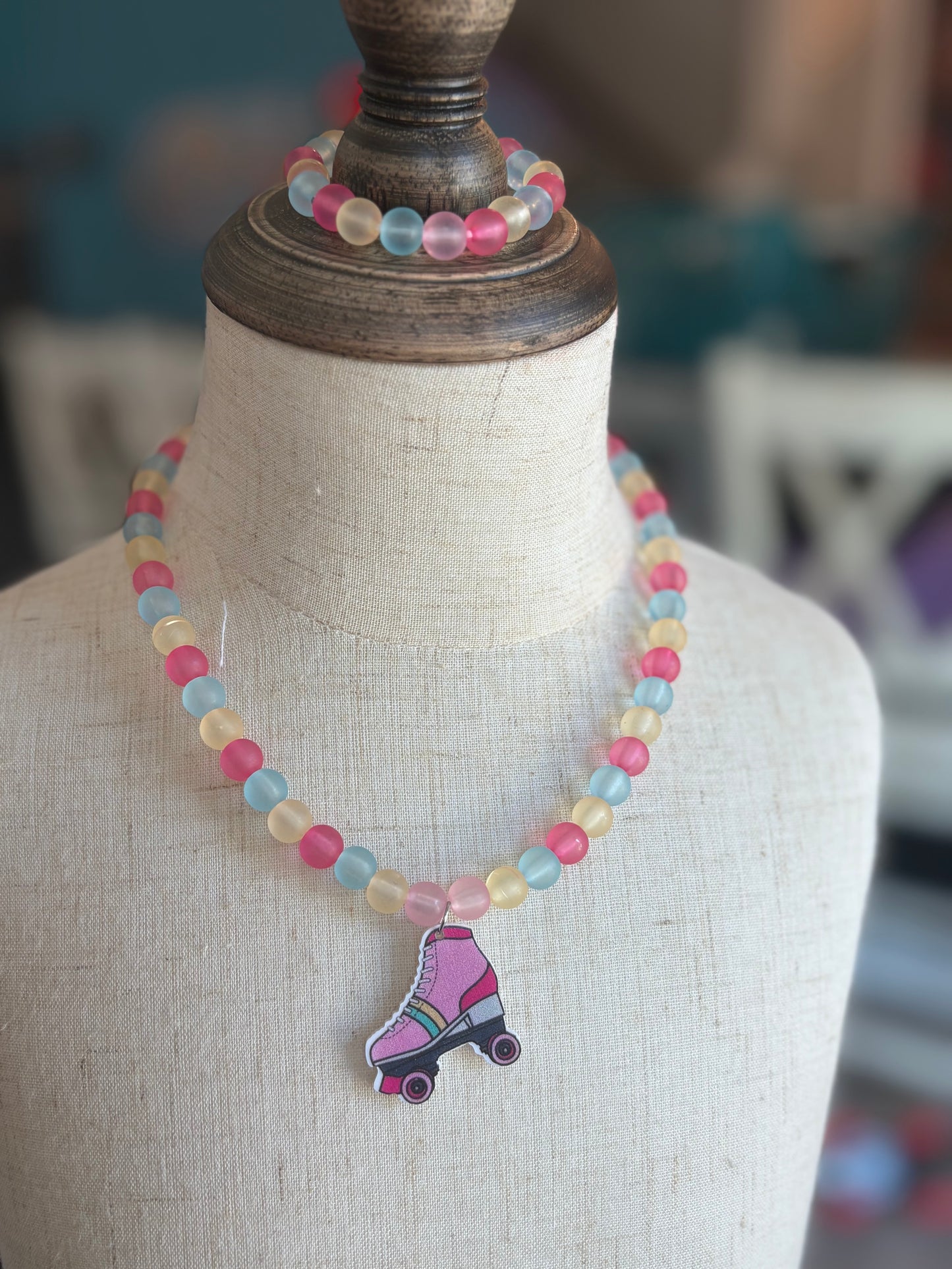 Roller Derby Beaded Necklace