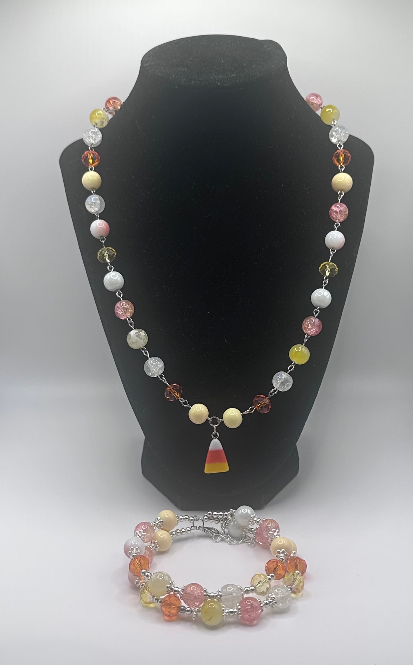 Candy Corn Themed Necklace and bracelet