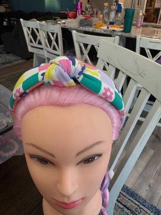 Flowers and Checkers Headband