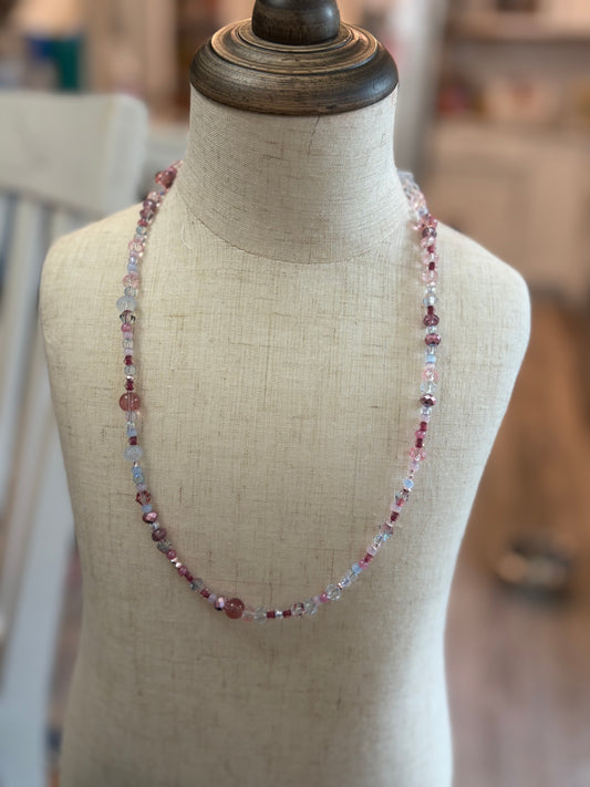 Dusty Rose Beaded Necklace