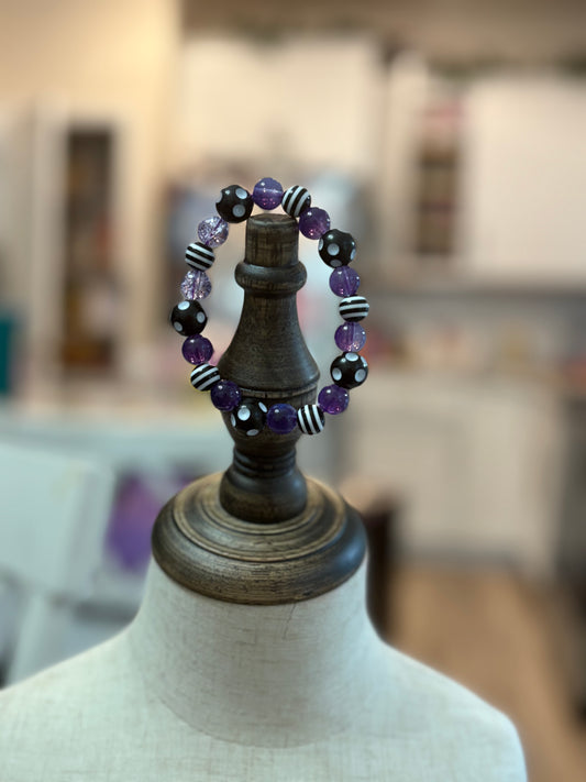 Purple Zebra Beaded Bracelet