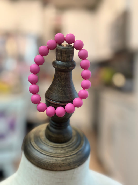 Solid Magenta Beaded Bracelet