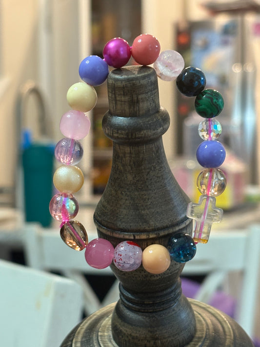 MessyBeaded Bracelet - Clear Cross