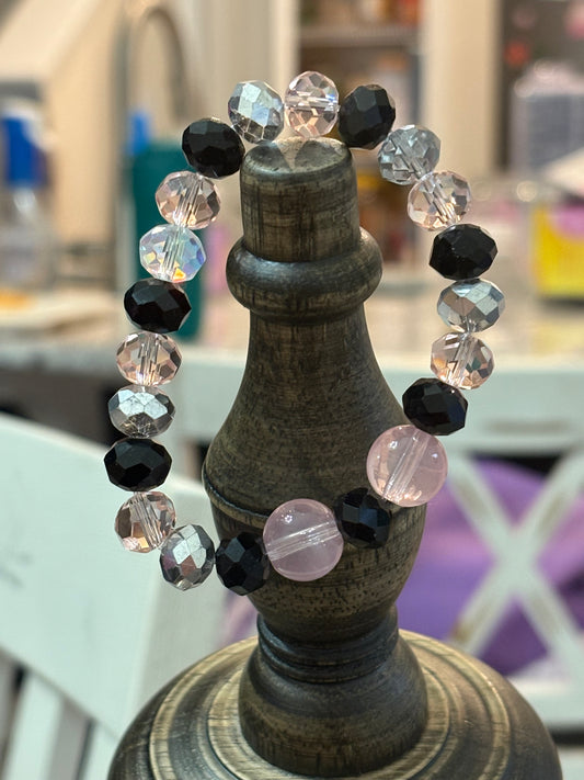 Black and Clear Beaded Bracelet