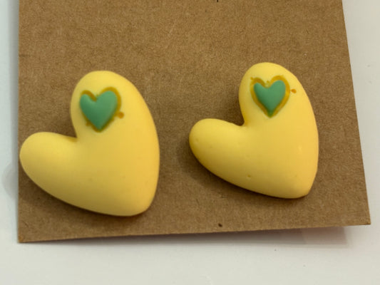 Yellow Heart Earrings