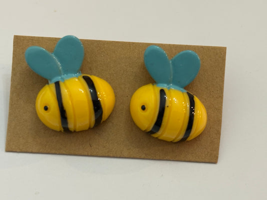 Bumblebee with Colorful Wings Earrings - Choice of Color