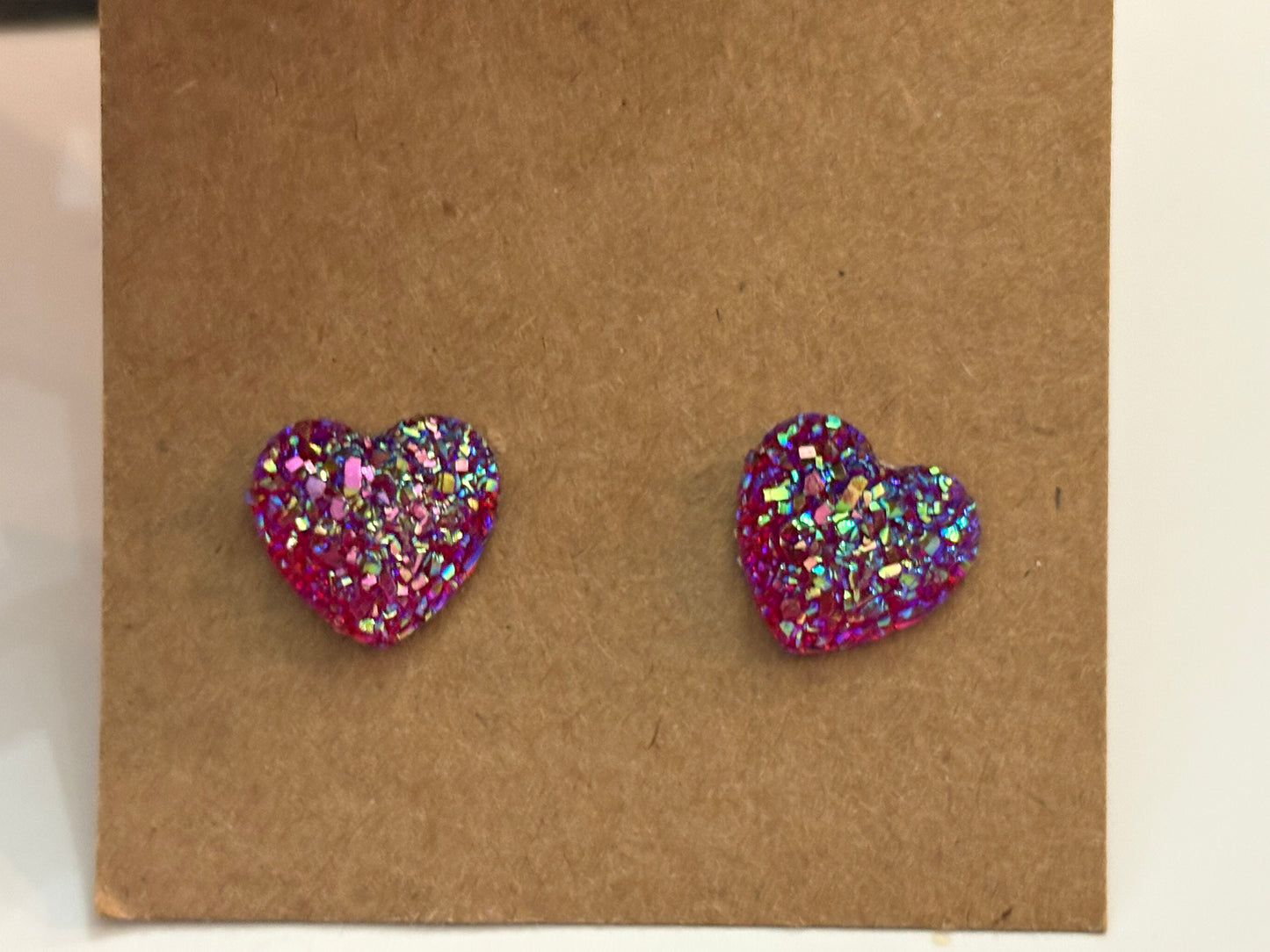 Sparkle Heart Earrings - Choice of Color
