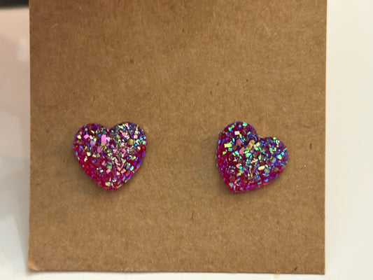 Sparkle Heart Earrings - Choice of Color