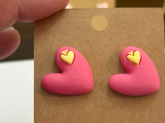 Dark Pink Heart Earrings