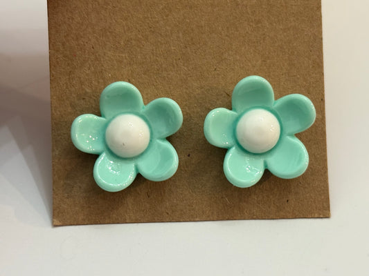 Blue Petal Flower Earrings