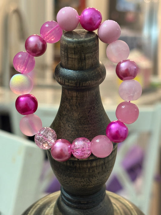 Shimmery Pink Beaded Bracelet