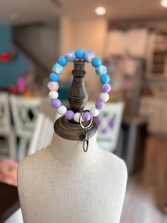 Pastel Purple and Teal Keychain Wristlet