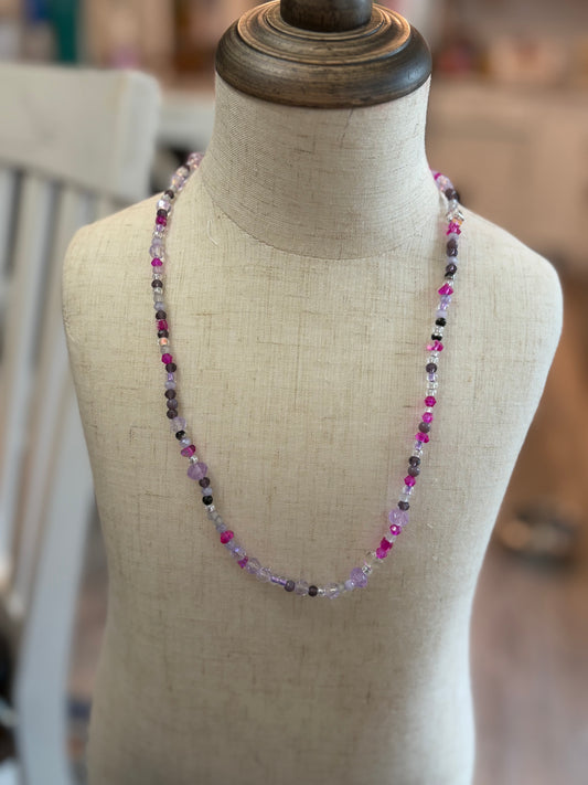 Pink Zebra Beaded Necklace